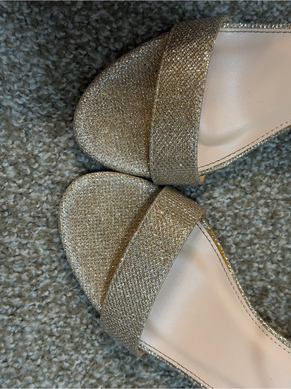 Gold Glitter Open-Toe Heels